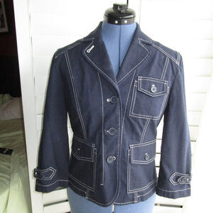 LOFT Navy Topstiched Nautical Tailored Jacket S